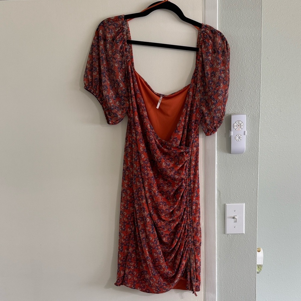 Free People Orange Patterned Mini Dress